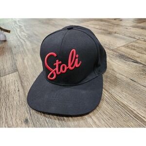 Stoli Stolichnaya Vodka Baseball Cap Hat Adjustable Embroidered Logo Black NEW